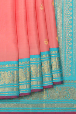 Collection of Arani Silk Pink Saree in a gallery layout