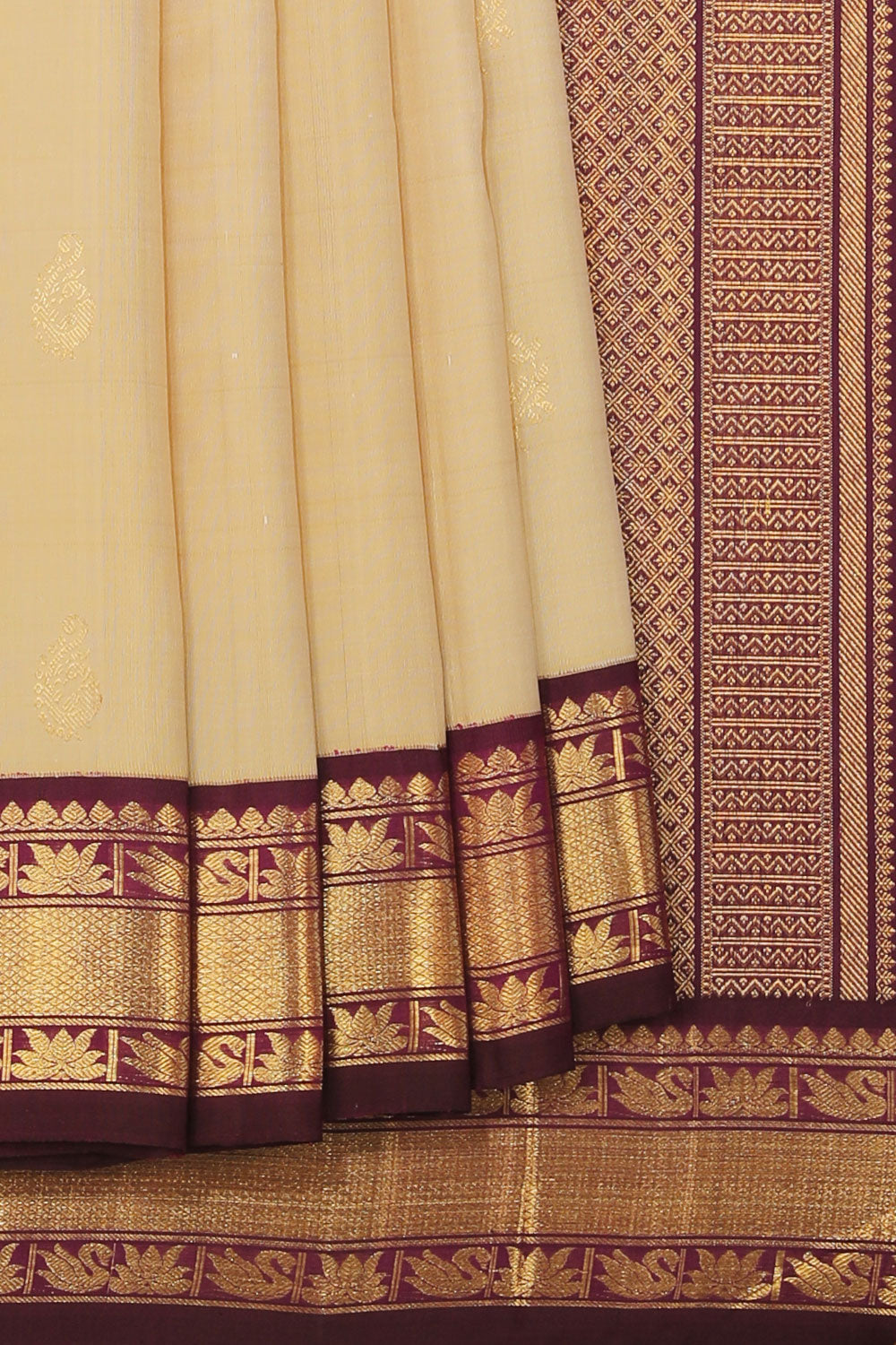 Collection of Arani Silk Beige Saree in a gallery layout