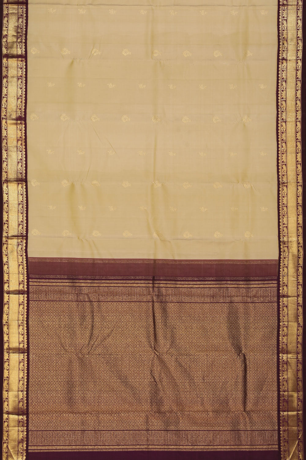 Collection of Arani Silk Beige Saree in a gallery layout