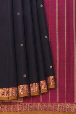 Collection of Arani Silk Navy Blue Saree in a gallery layout