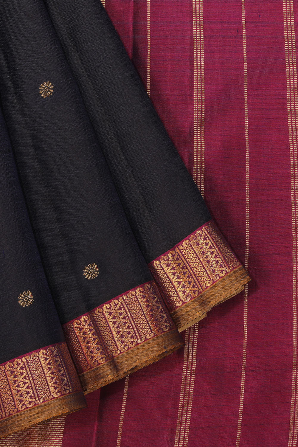 Collection of Arani Silk Navy Blue Saree in a gallery layout