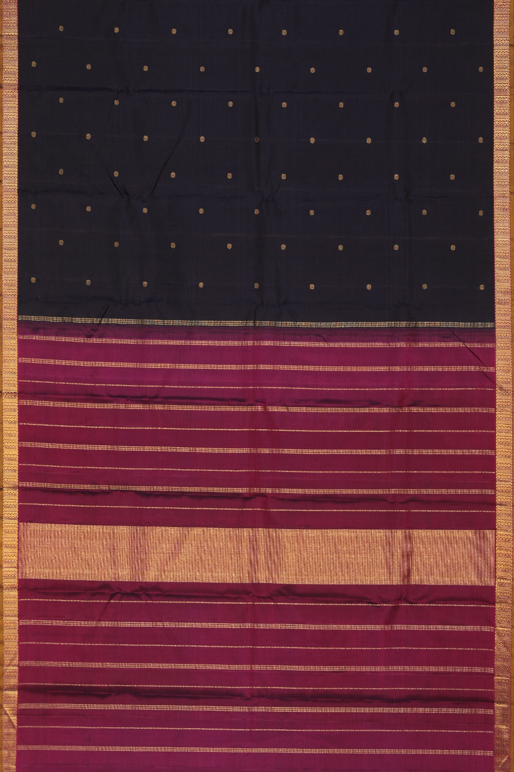 Collection of Arani Silk Navy Blue Saree in a gallery layout