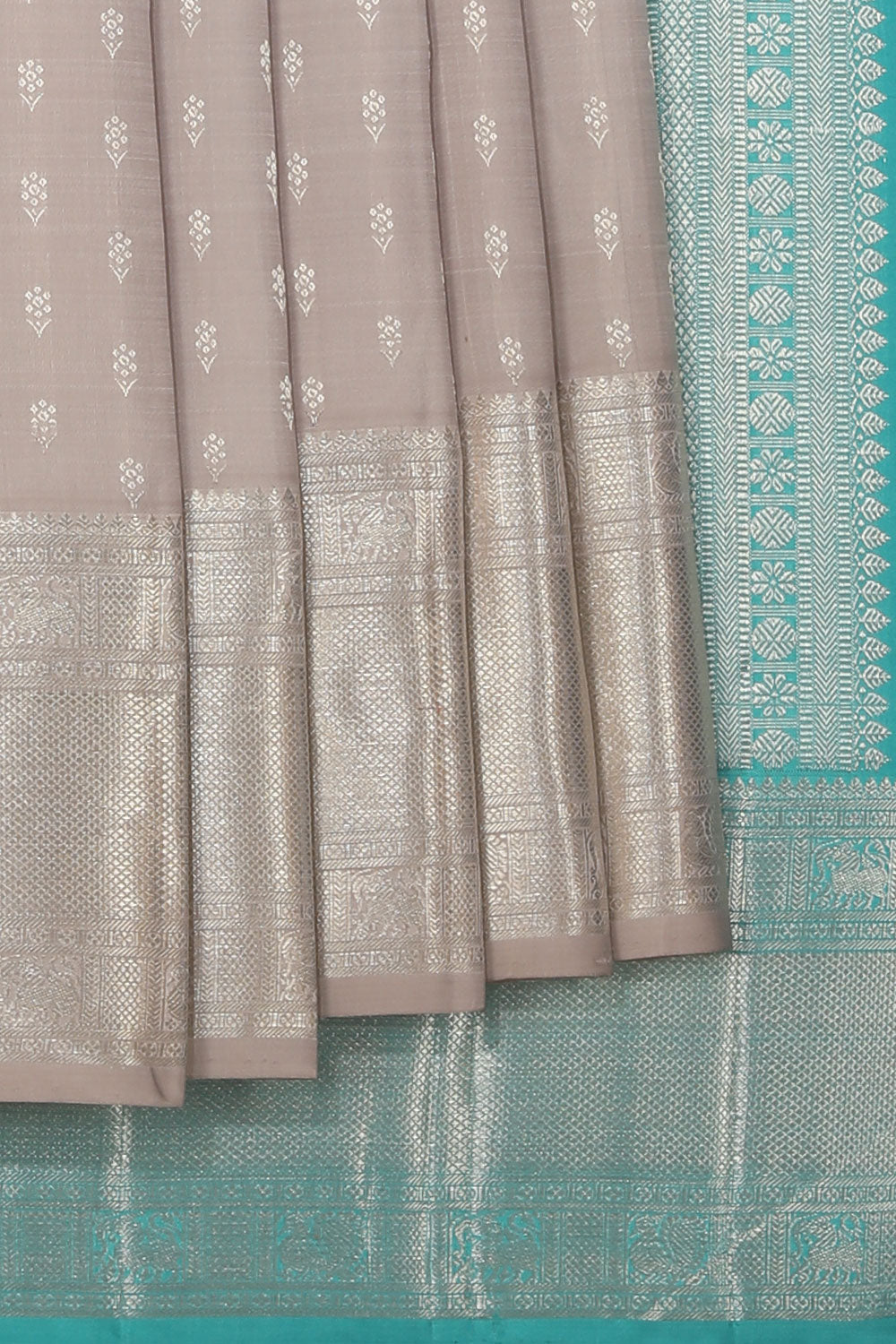 Collection of Arani Silk Grey Saree in a gallery layout