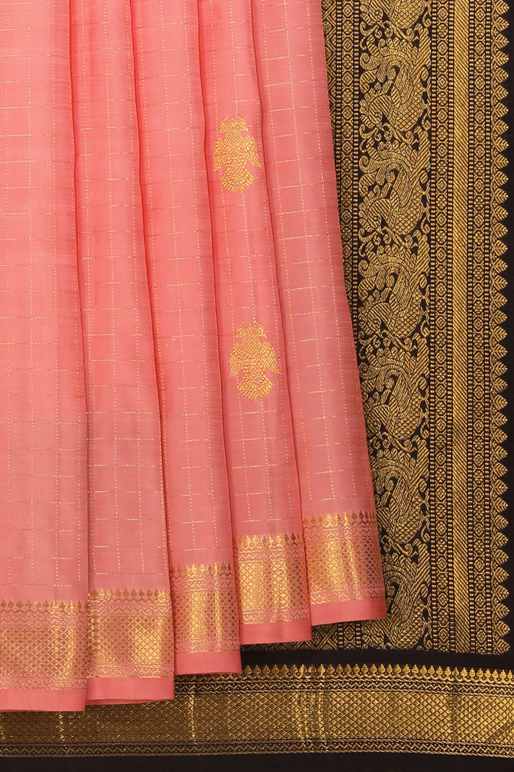 Collection of Arani Silk Peach Saree in a gallery layout