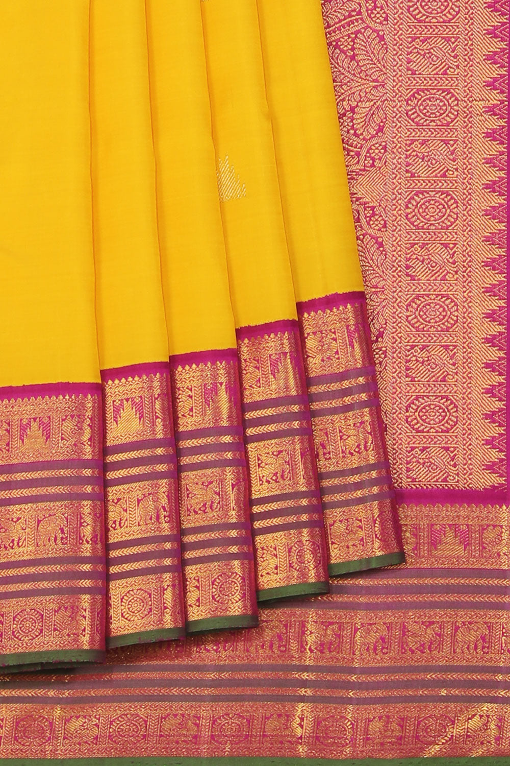 Kanchipuram Silk Yellow Saree