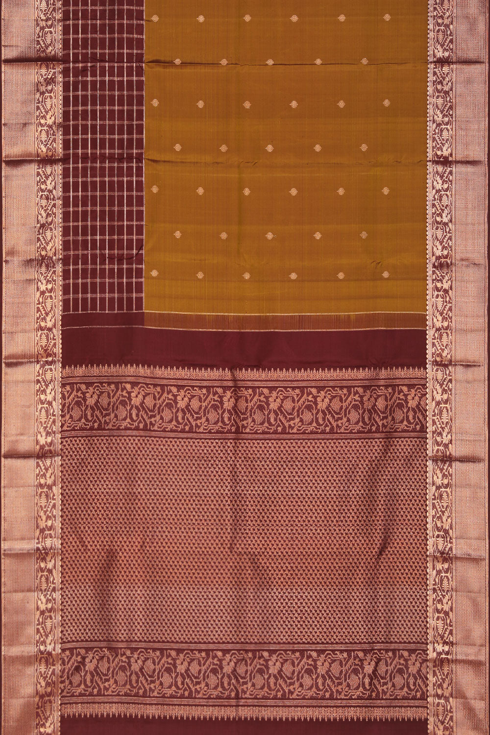 Collection of Kanchipuram Silk Moss Green Saree in a gallery layout