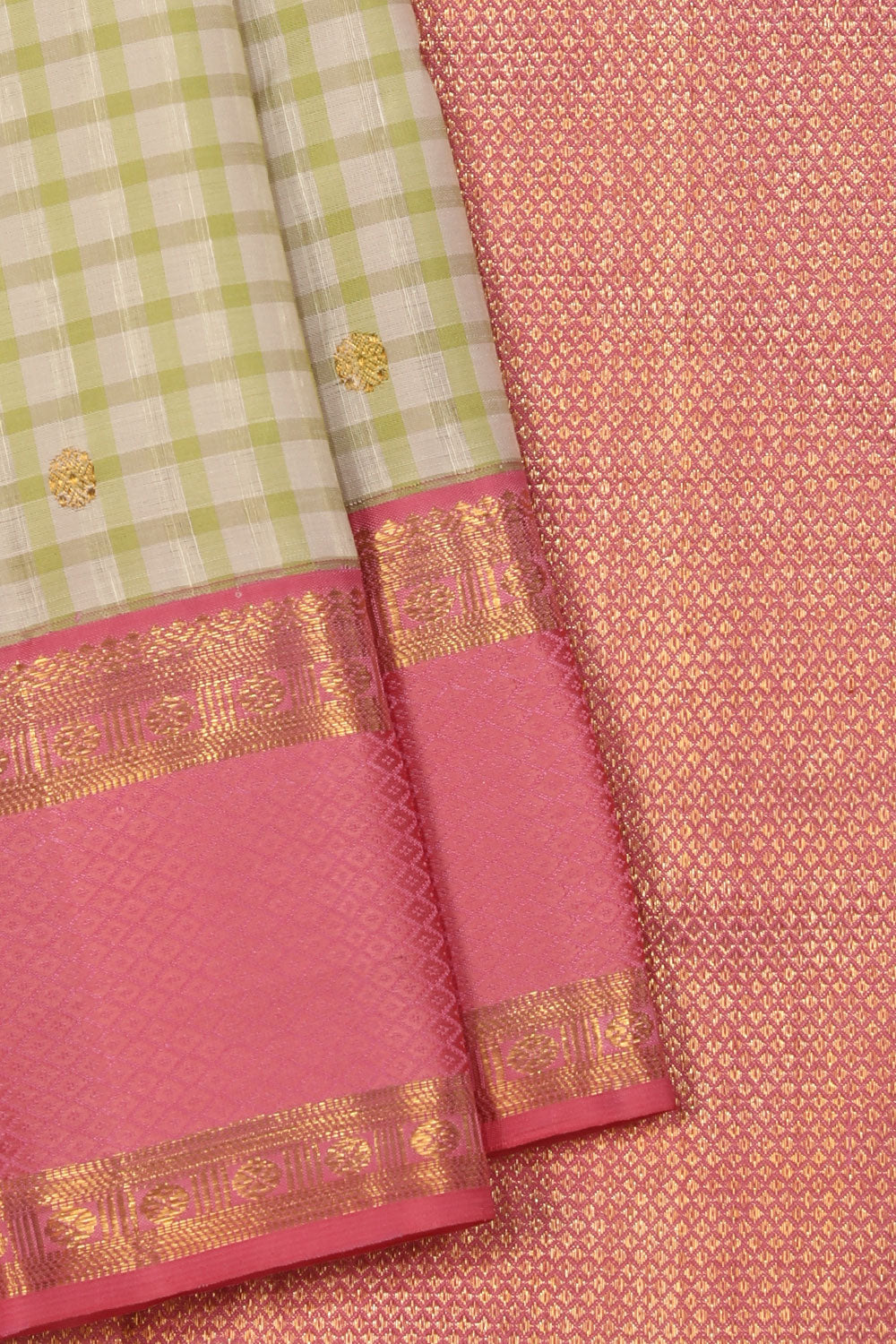 Collection of Kanchipuram Silk Pastel Green Saree in a gallery layout