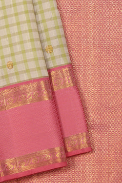 Collection of Kanchipuram Silk Pastel Green Saree in a gallery layout