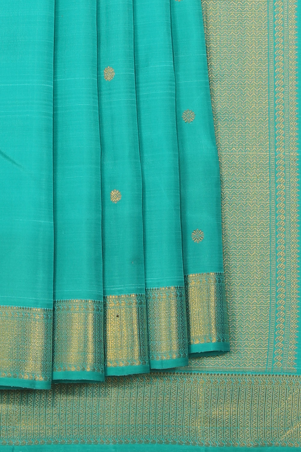 Collection of Kanchipuram Silk Sea Green Saree in a gallery layout