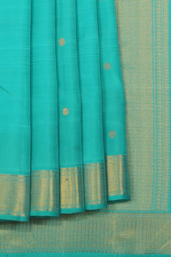 Collection of Kanchipuram Silk Sea Green Saree in a gallery layout