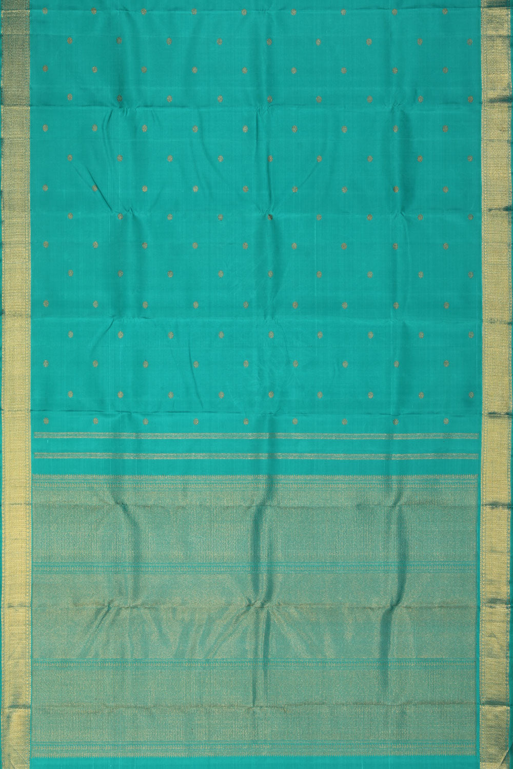 Collection of Kanchipuram Silk Sea Green Saree in a gallery layout