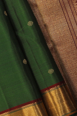 Collection of Kanchipuram Silk Green Saree in a gallery layout