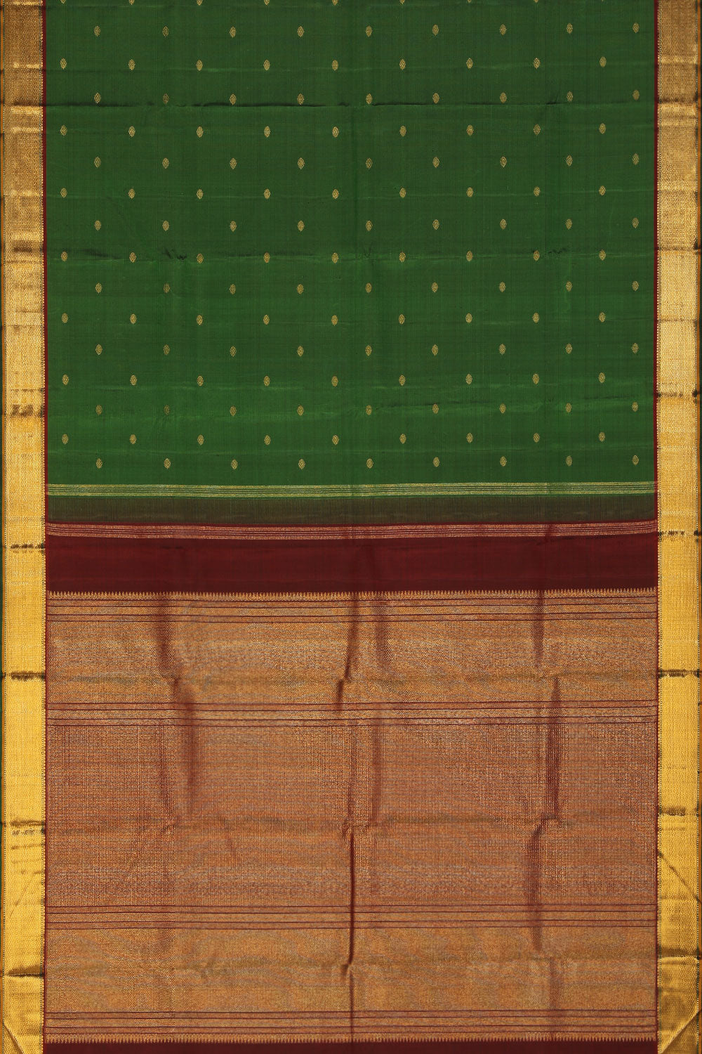 Collection of Kanchipuram Silk Green Saree in a gallery layout