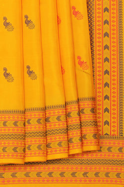 Image of Kanchipuram Silk Yellow Saree