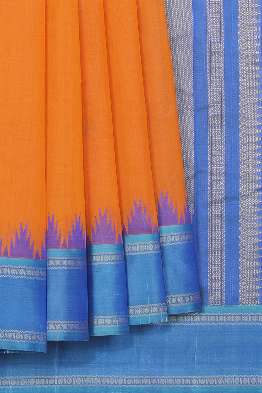 Collection of Kanchipuram Cotton Mustard Saree in a gallery layout