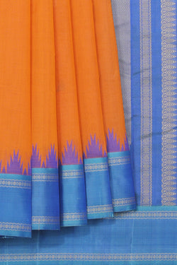 Collection of Kanchipuram Cotton Mustard Saree in a gallery layout