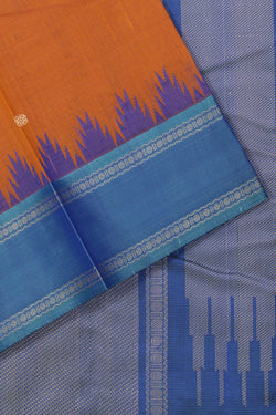 Collection of Kanchipuram Cotton Mustard Saree in a gallery layout