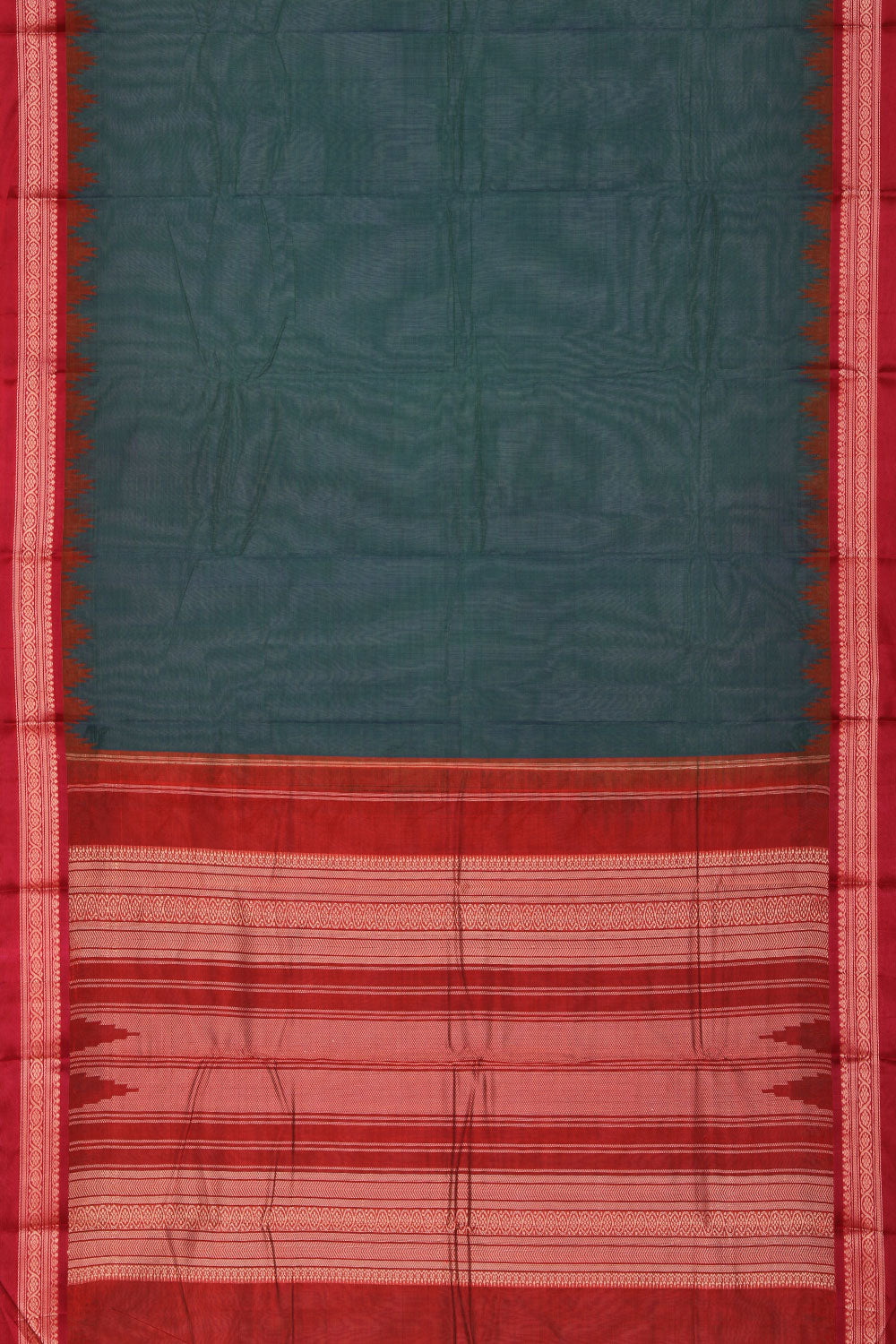 Collection of Kanchipuram Cotton Teal Blue Saree in a gallery layout