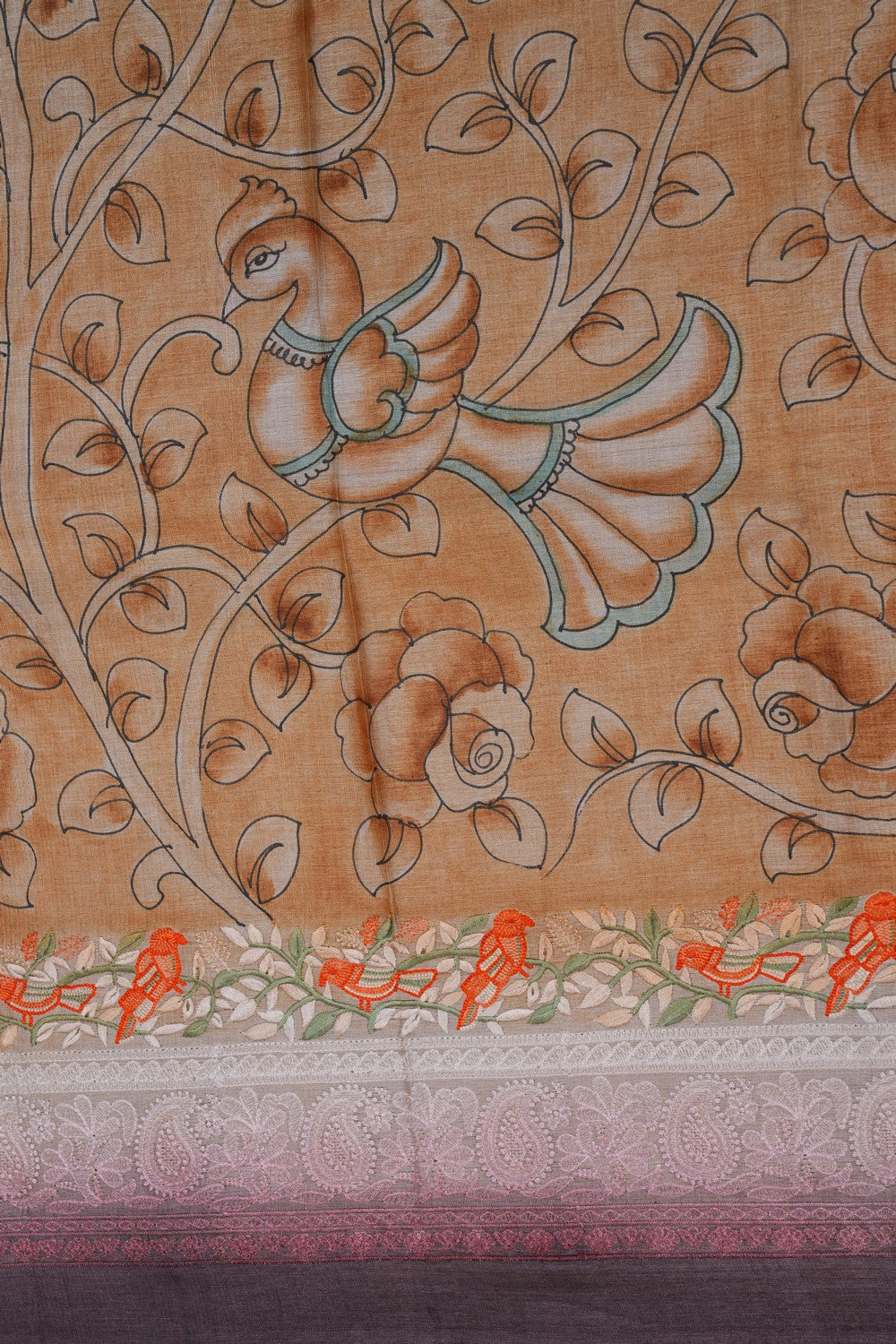 Image of Tussar Silk Embroidery Saree