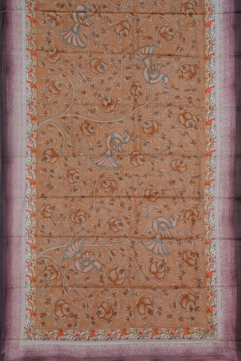 Image of Tussar Silk Embroidery Saree