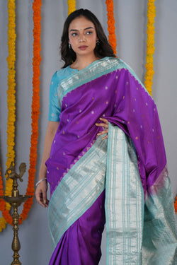 Image of Gadwal Silk Purple Saree