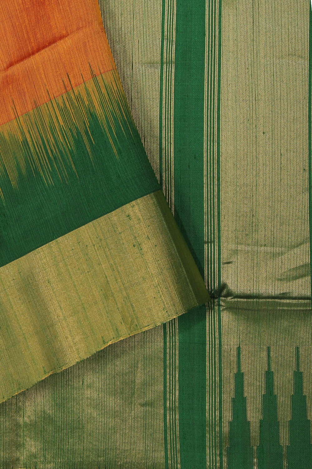 Image of Tussar Silk Plain Sunset Orange Saree