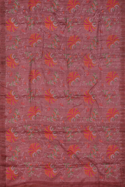 Collection of Tussar Silk Woodrose Pink Embroidered Saree in a gallery layout