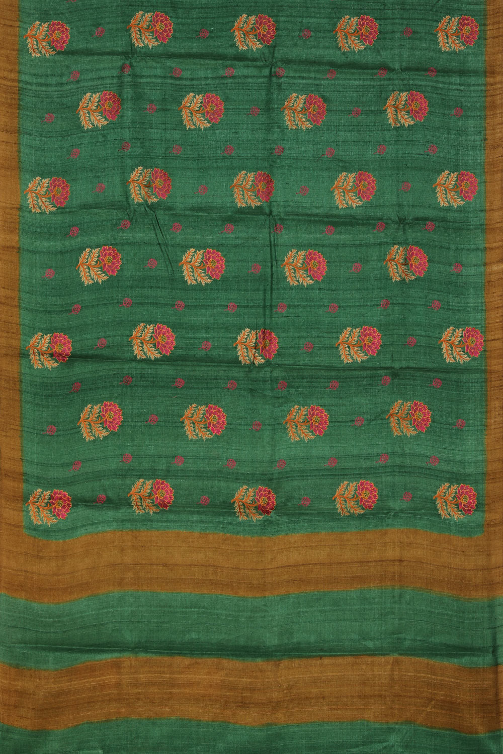 Image of Tussar Silk Teal Green Embroidered Saree