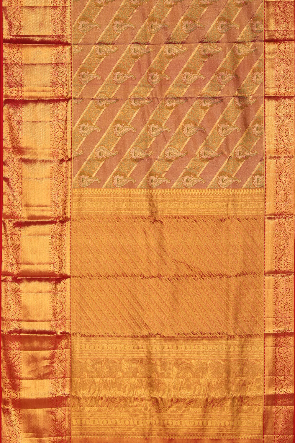 Kanchipattu Tissue Brocade Gold Pink Saree