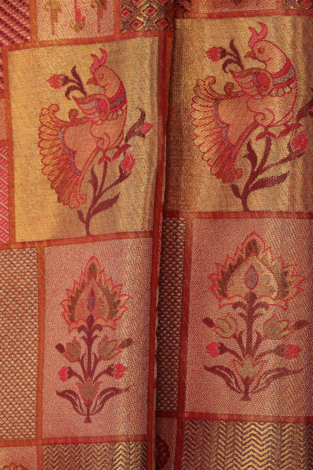 Kanchipattu Tissue Brocade Gold Pink Saree