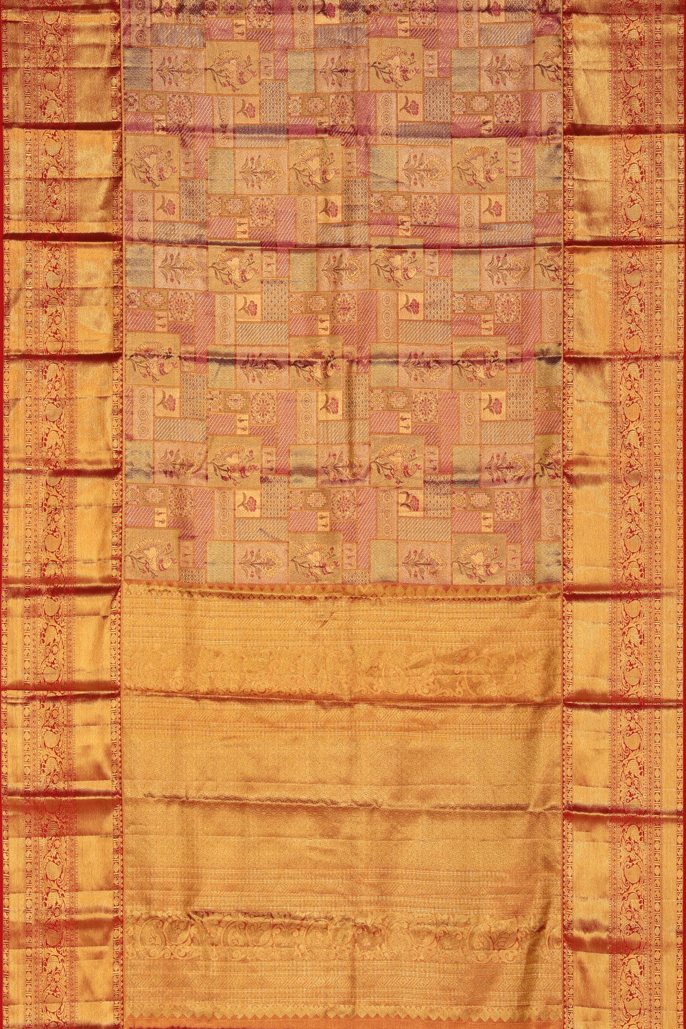 Kanchipattu Tissue Brocade Gold Pink Saree