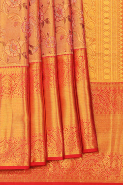 Image of Kanchipattu Tissue Brocade Gold Pink Saree