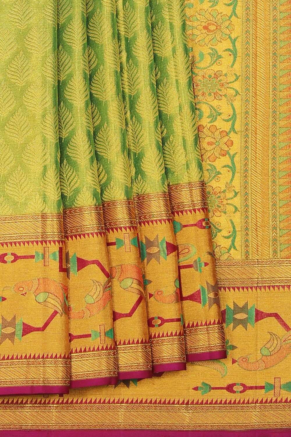 Kanchipattu Tissue Brocade Green Saree