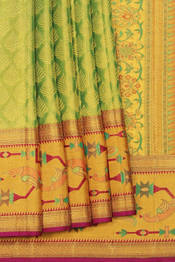 Image of Kanchipattu Tissue Brocade Green Saree