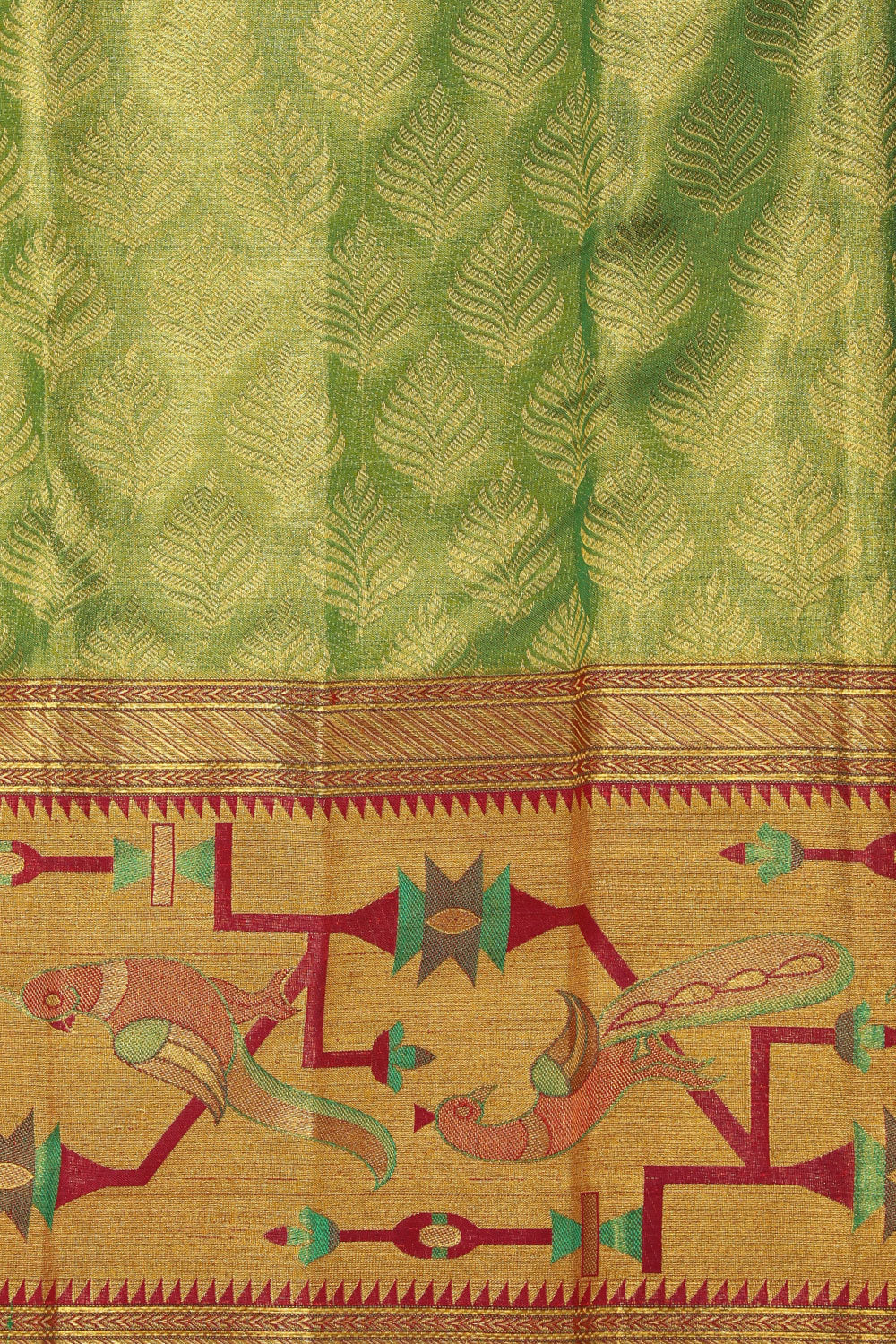 Kanchipattu Tissue Brocade Green Saree