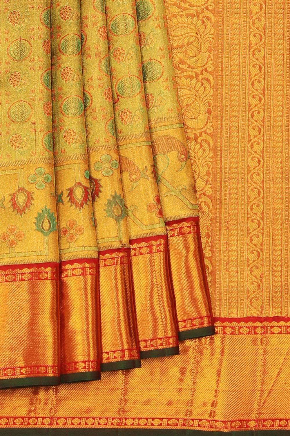 Kanchipattu Tissue Brocade Green Saree