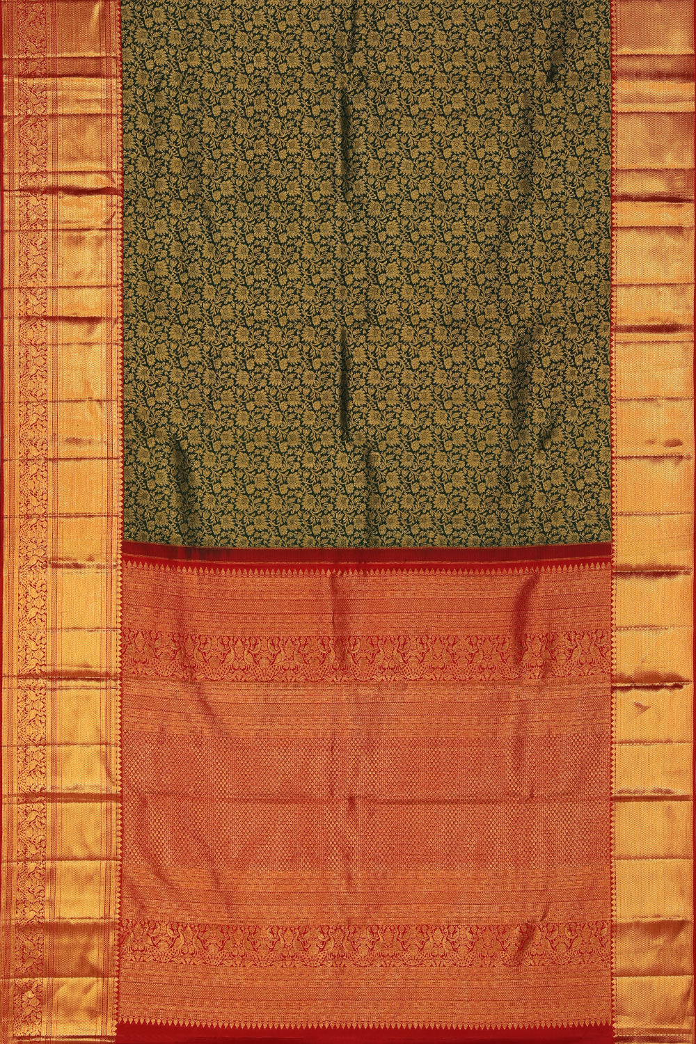 Kanchipattu Brocade Bottle Green Saree