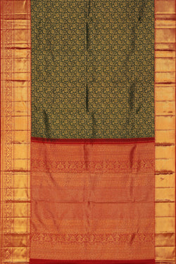 Image of Kanchipattu Brocade Bottle Green Saree