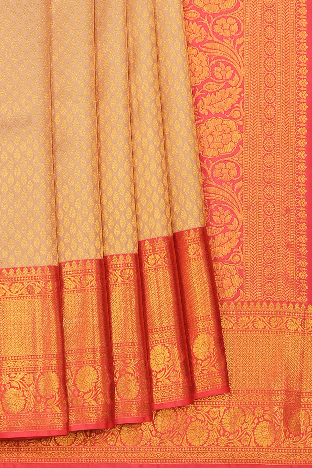 Kanchipattu Brocade Beige Saree