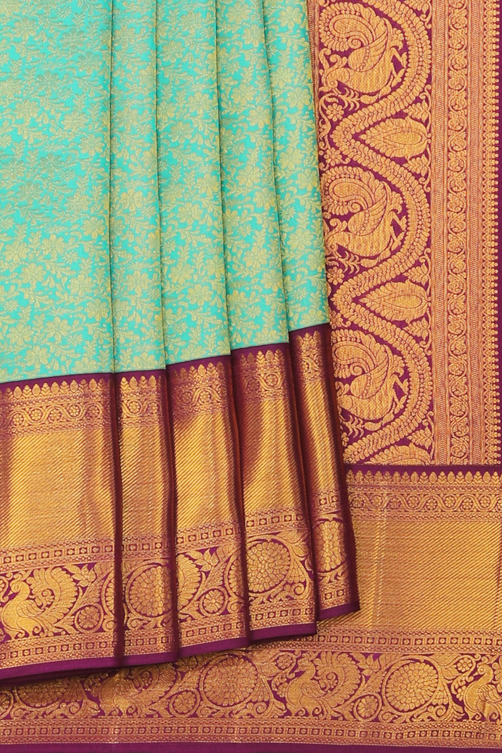 Kanchipattu Brocade Sea Green Saree