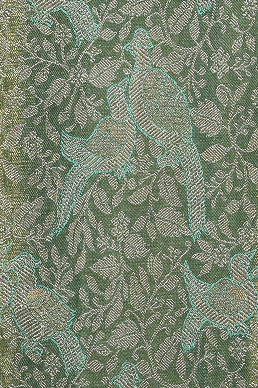 Collection of Kanchipattu Tissue Brocade Sea Green Saree in a gallery layout