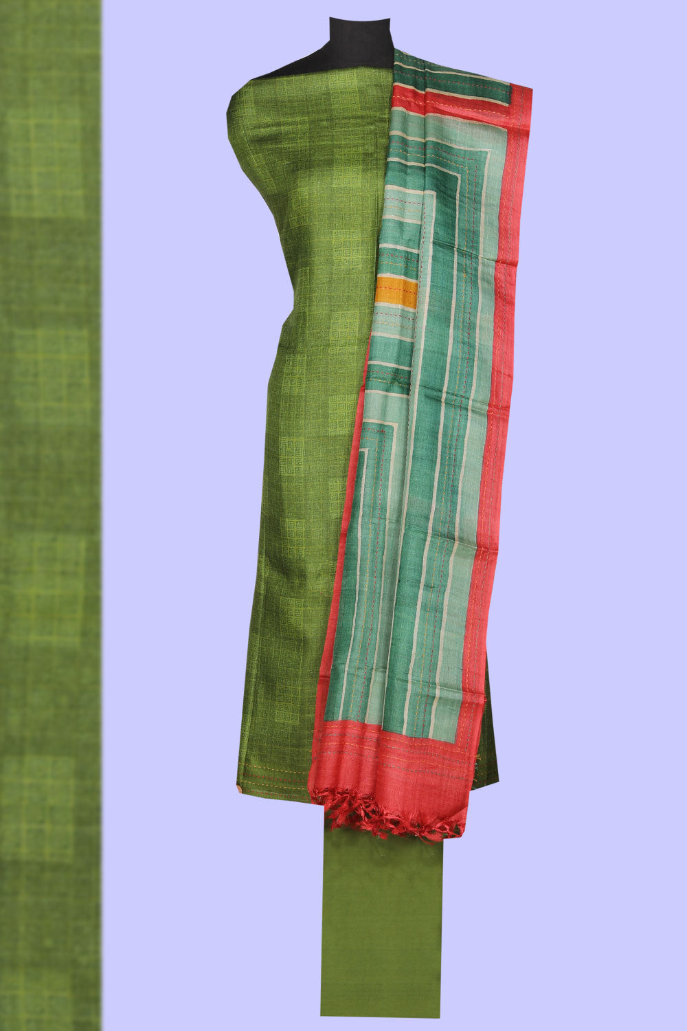 Collection of Classy Tussar Silk Unstitched Suit With Dupatta (3 Pcs Set) in a gallery layout