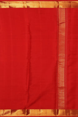 Image of Kanchi Silk Coral-Red Traditional Dhoti With Kanduva (8 X 4)