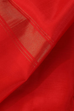 Image of Kanchi Silk Coral-Red Traditional Dhoti With Kanduva (8 X 4)