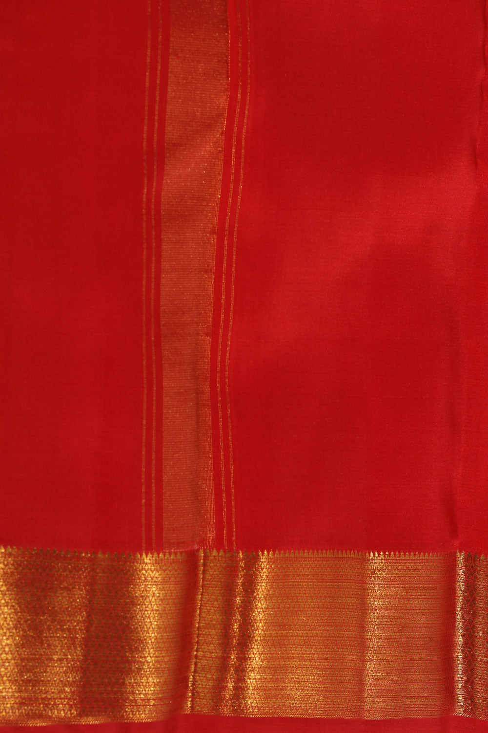 Kanchi Silk Coral-Red Traditional Dhoti With Kanduva (8 X 4)