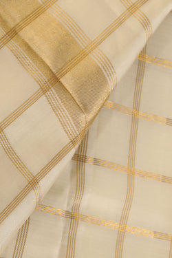 Collection of Kanchi Silk Ivory Cream Traditional Dhoti With Kanduva (8 X 4) in a gallery layout