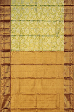 Collection of Kanchipattu Tissue Brocade Green Saree in a gallery layout