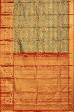 Collection of Kanchipattu Tissue Brocade Sea Green Saree in a gallery layout