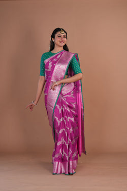 Image of Venkatagiri Silk Magenta Pink Saree