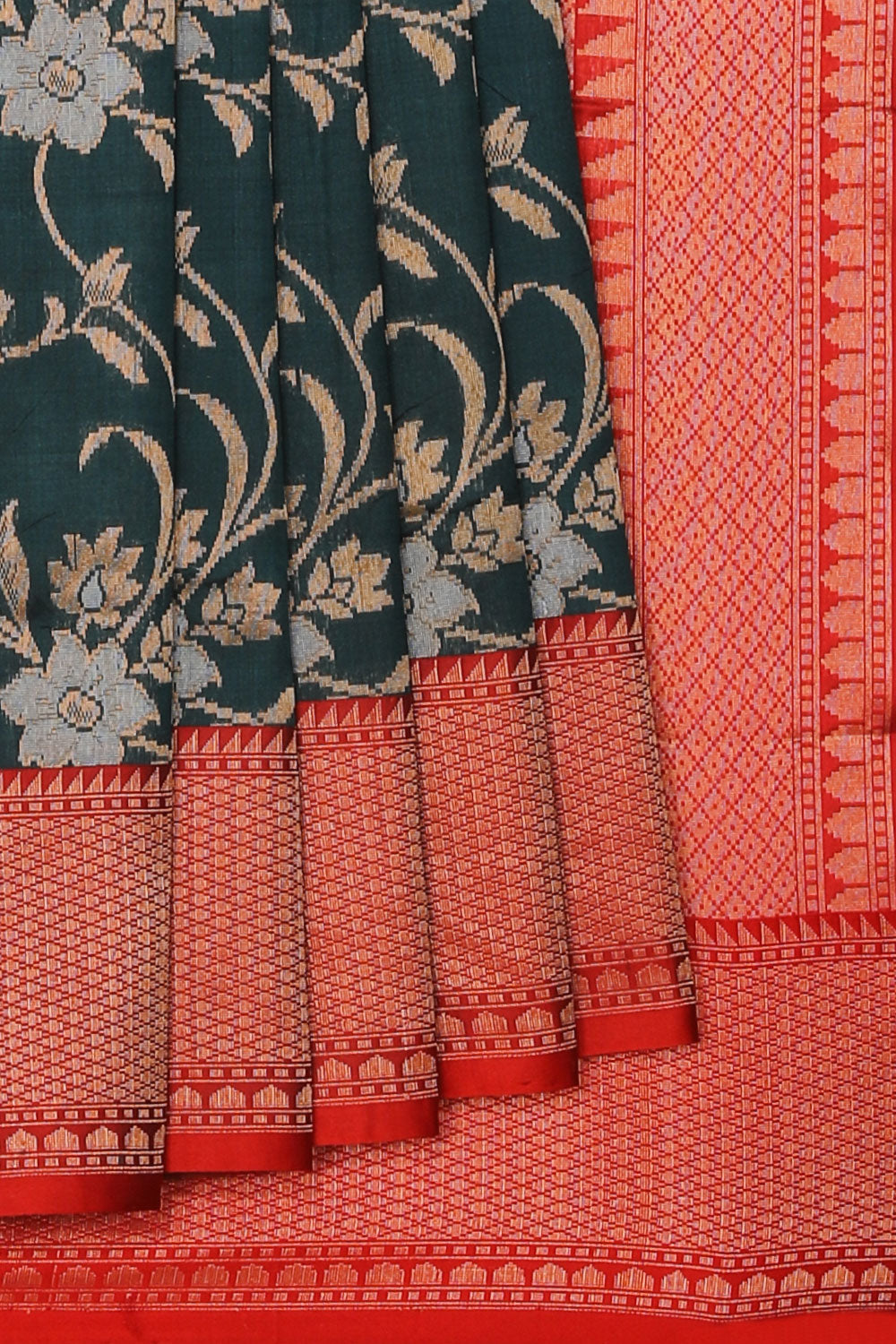 Collection of Banarasi-Silk Teal Green Saree in a gallery layout